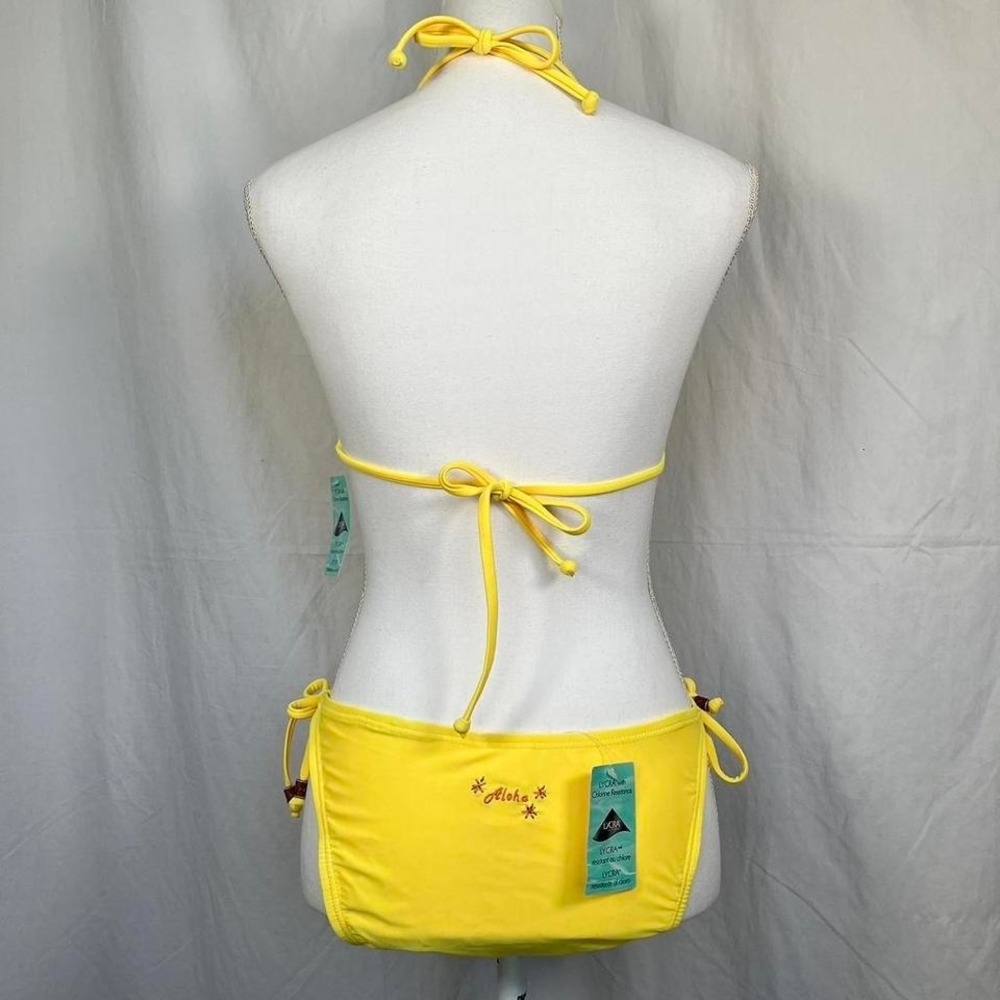 Y2K No Boundaries Yellow Hawaii Aloha Summer Swim Suit Bikini Matching Set - Picture 3 of 6